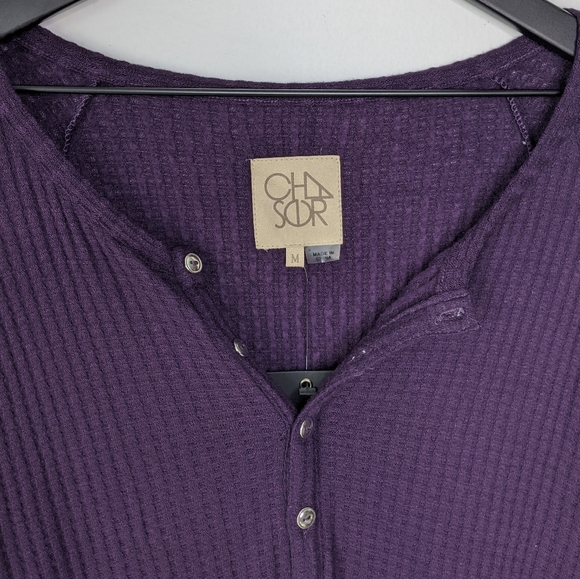 Chaser Purple Thermal Raglan Drawstring Henley MED - Picture 9 of 9